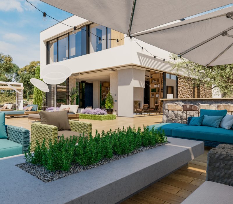 Mediterranean house in France, provence. Villa interior and exterior design view