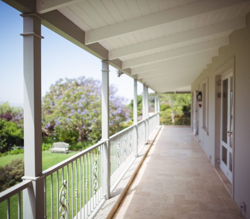 View of empty corridor and railing